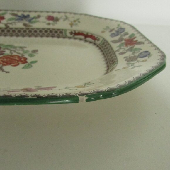 Vintage 10.5" oblong serving plate, Chinese Rose, Copeland Spode, SMALL CHIP - Picture 9 of 16